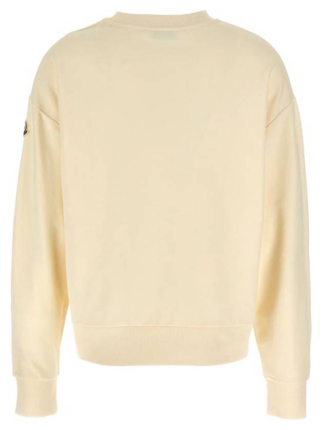 Embroidered Tonal Logo Cotton Sweatshirt Ivory - MONCLER - BALAAN 3