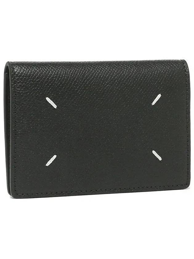 Stitched Bi-Fold Leather Card Wallet Black - MAISON MARGIELA - BALAAN 2