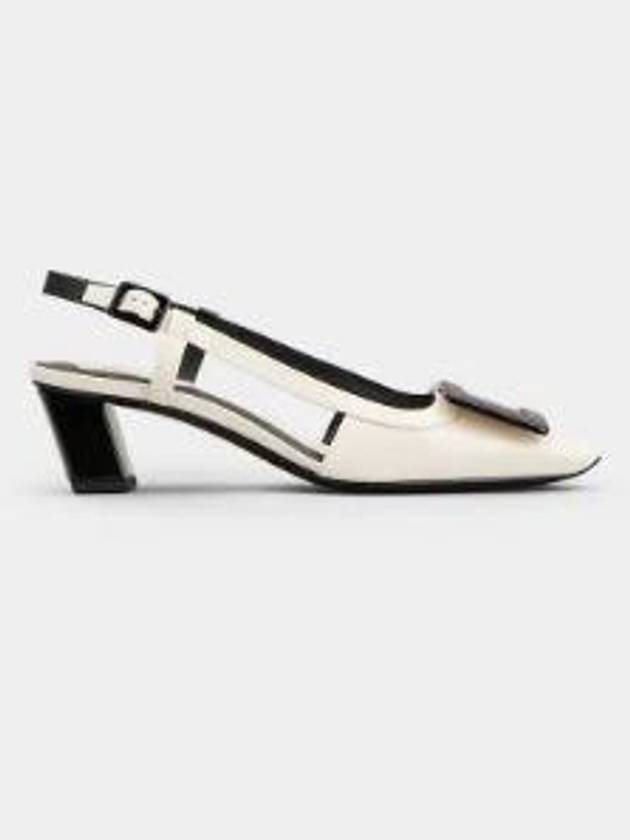 Belle Vivier Patent Leather Slingback Heel Black White - ROGER VIVIER - BALAAN 2