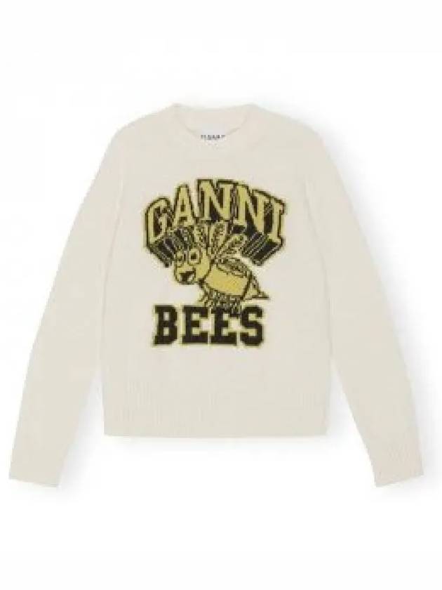 Women's Logo Intarsia Knit Top Off White - GANNI - BALAAN 2