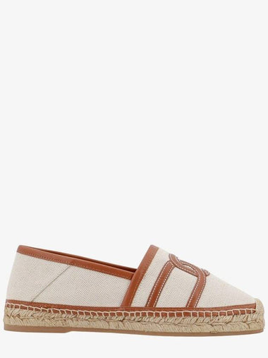 Kate Canvas Leather Espadrilles Shoes Beige - TOD'S - BALAAN 1