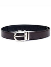 Salvatore Men's Gancini Reversible Leather Belt Tamarind Black - SALVATORE FERRAGAMO - BALAAN.