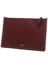 Gold Rockstud Clutch Burgundy VW2P0269VSH C52 - VALENTINO - BALAAN 3