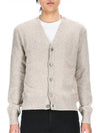 Heart Logo V-Neck Cashmere Cardigan Heather Champagne - AMI - BALAAN 2