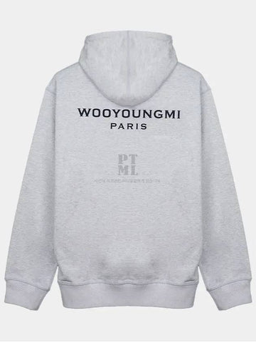 Men's Back Logo Long Sleeve Hooded Sweatshirt Gray W241TS37737G - WOOYOUNGMI - BALAAN 1