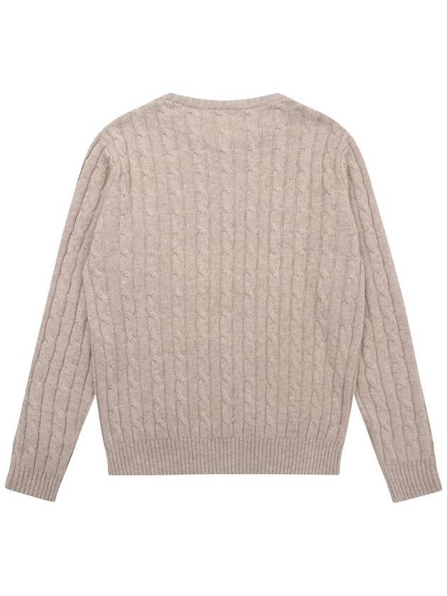 Round Cable Knit Top Beige - SOLEW - BALAAN 3