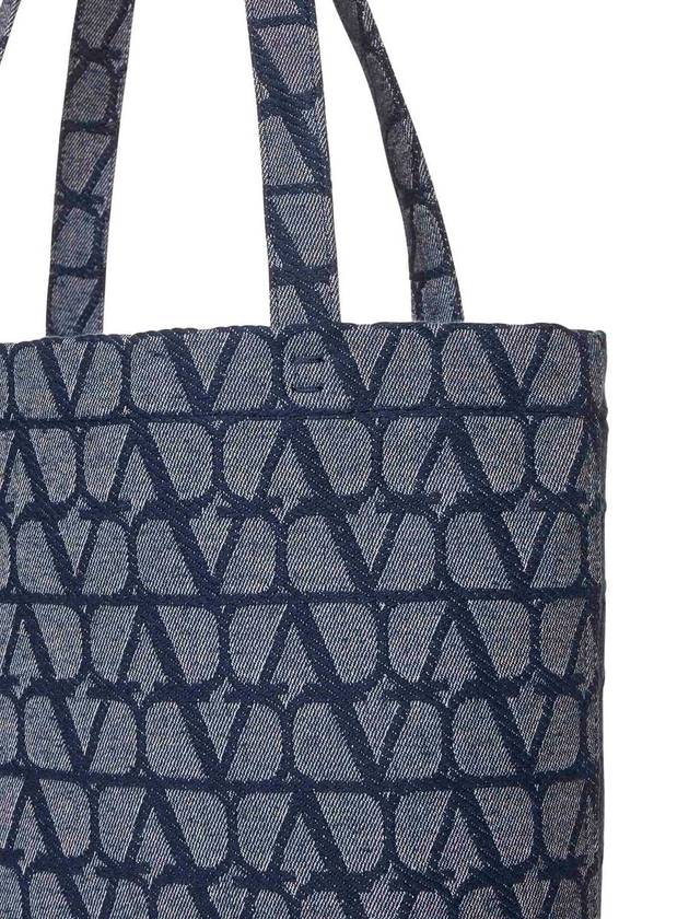 Men's Denim Toilet Iconographe Tote Bag Navy - VALENTINO - BALAAN 11