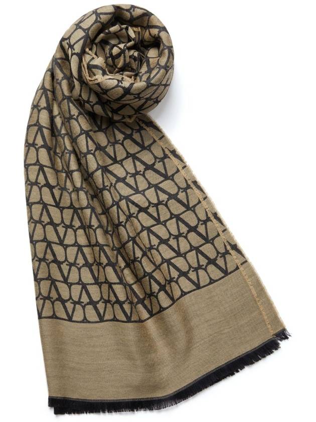 Logo Pattern Silk Scarf Beige - VALENTINO - BALAAN 4