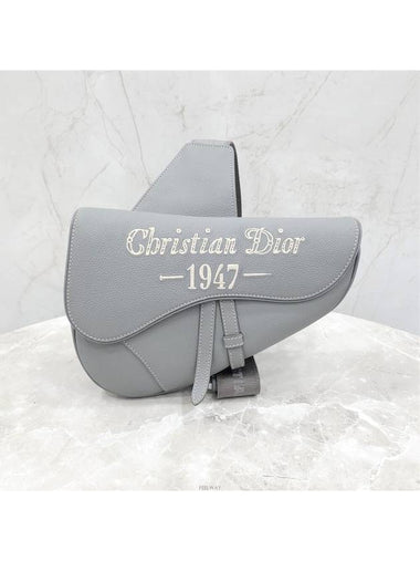 Lux You New Product 1947 Stitched Gray Grain Saddle Bag - DIOR - BALAAN 1