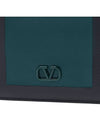 V Logo Signature Half Wallet Black Green - VALENTINO - BALAAN 7