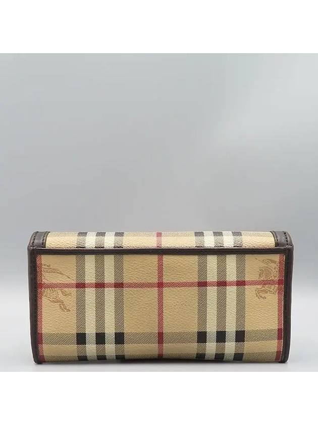 36327501 Classic Check PVC Brown Leather Trimmed Long Wallet - BURBERRY - BALAAN 4