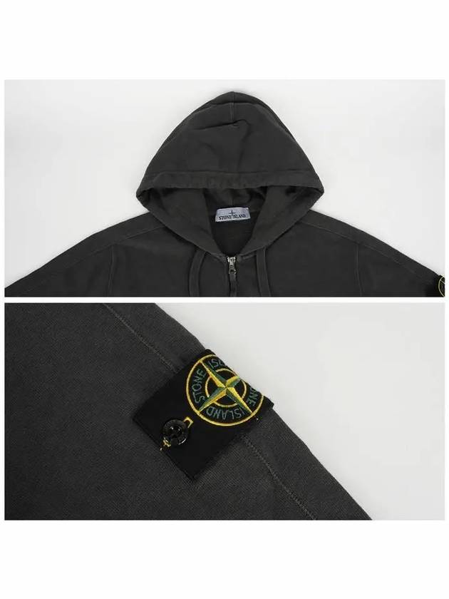 Men's Garment Dyed Malfile Zip Up Hoodie Grey - STONE ISLAND - BALAAN 6