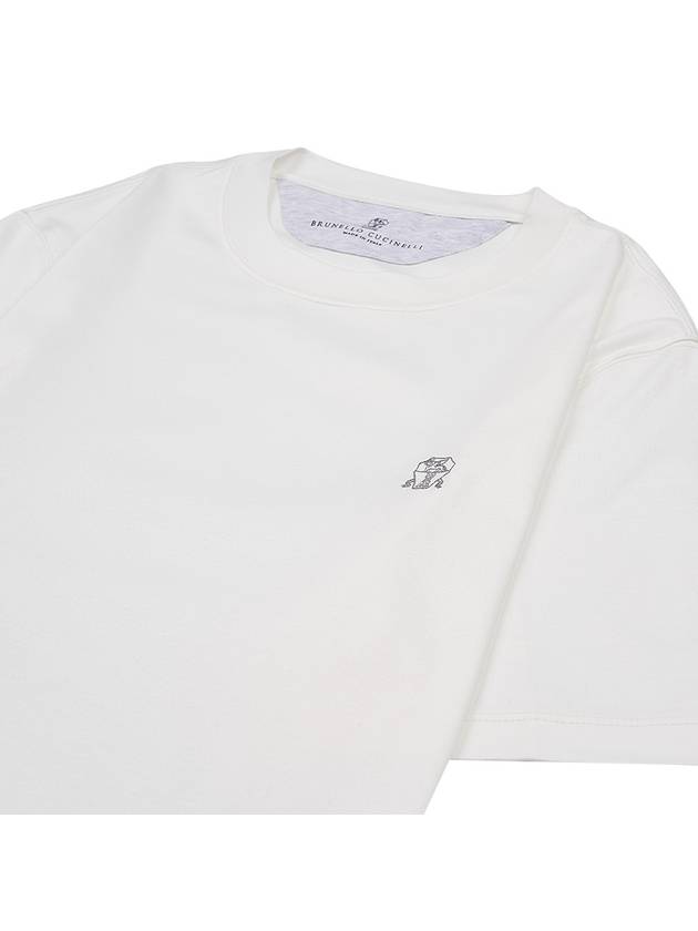 Logo Cotton Short-Sleeved T-Shirt White - BRUNELLO CUCINELLI - BALAAN 4