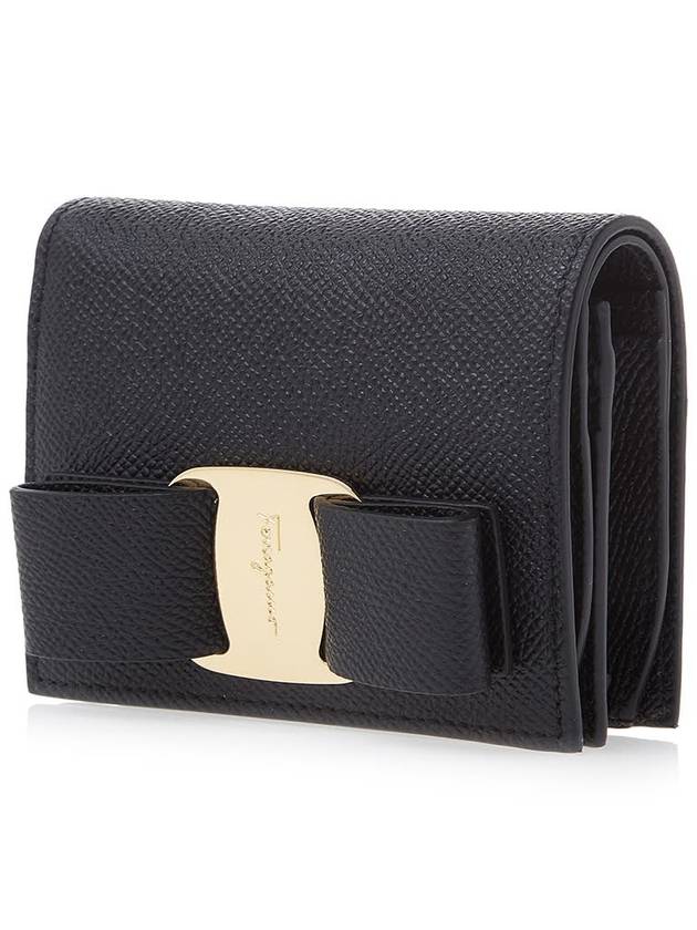 Women's Vara Bow Bicycle Wallet 22 D515 NERO CALF 0725300 - SALVATORE FERRAGAMO - BALAAN 2