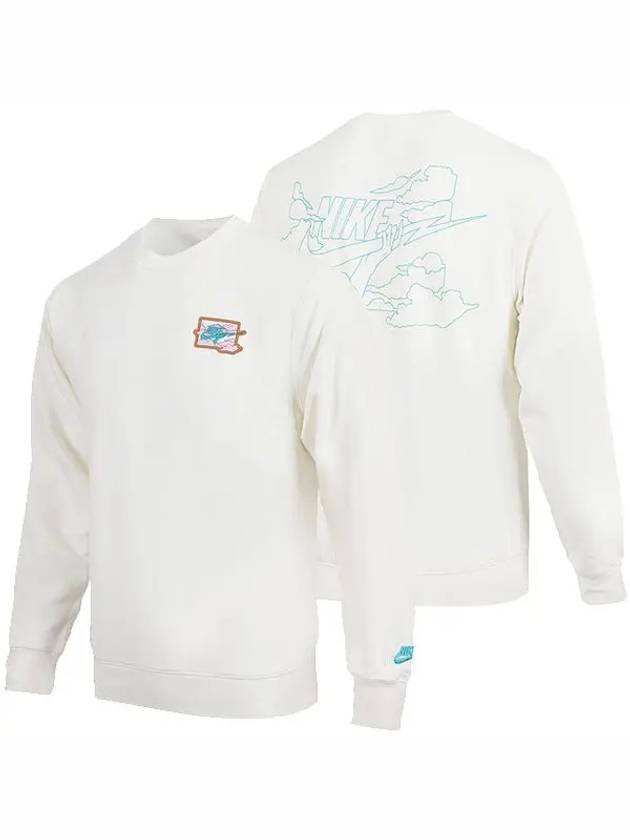 Club French Terry Bolt Crew Neck Sweatshirt White - NIKE - BALAAN 3