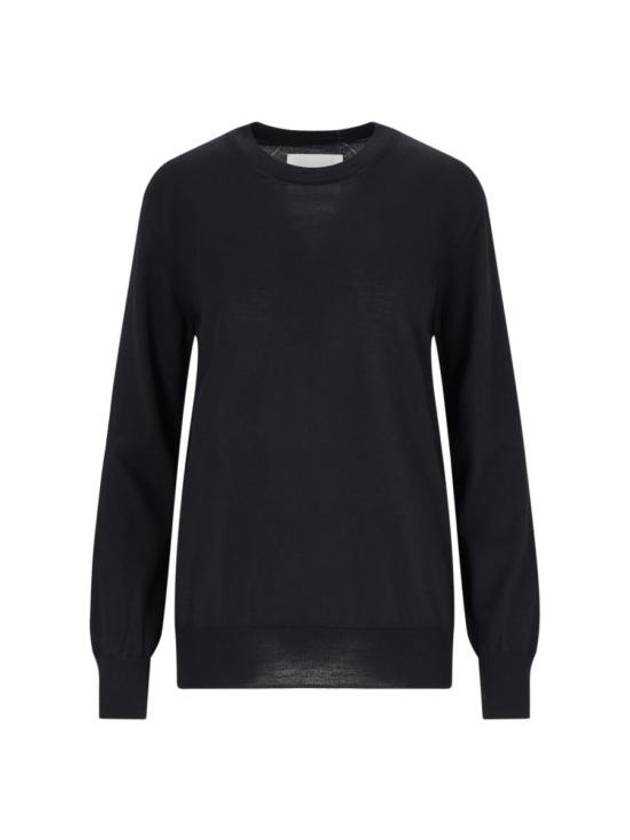 Lightweight Crew Neck Merino Wool Knit Top Black - JIL SANDER - BALAAN 2