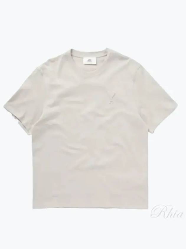 Small Heart Logo Short Sleeve T-Shirt Chalk - AMI - BALAAN 2