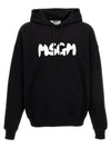 Brushed Logo Cotton Hoodie Black - MSGM - BALAAN 2