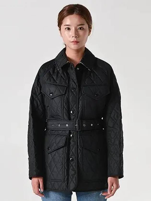 Diamond Quilted Nylon Canvas Field Jacket Black - BURBERRY - BALAAN.