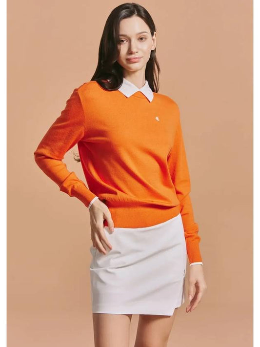 Women s Soft Touch Collar Combined Knit Pullover Orange - CLEVELAND GOLF - BALAAN 1