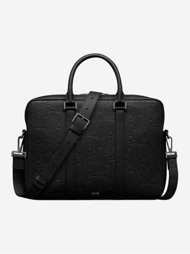 Gravity Logo Grained Calfskin Briefcase Black - DIOR - BALAAN 1