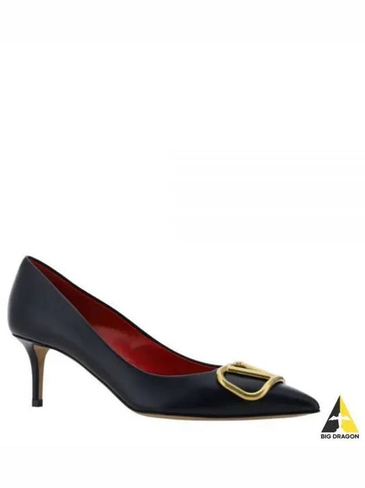 V Logo Signature Smooth Leather Pumps Black - VALENTINO - BALAAN 2