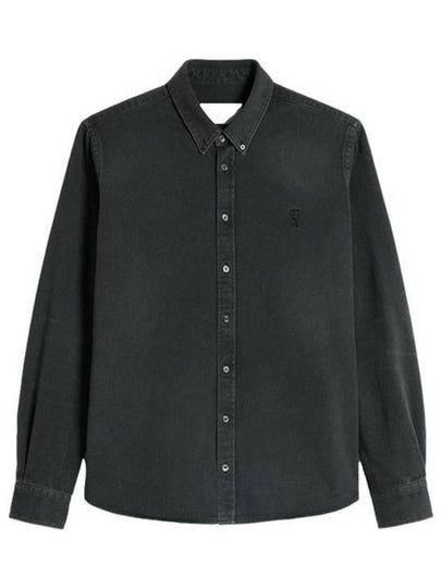 Button Down Long Sleeve Shirt Black - AMI - BALAAN 2