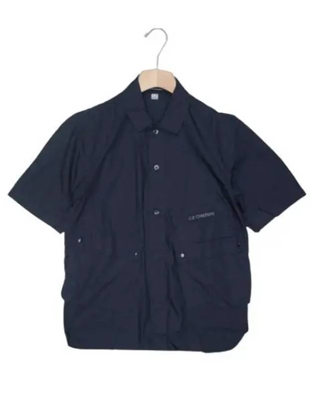 Cotton Popeline Pocket Short Sleeve Shirt Navy - CP COMPANY - BALAAN 2