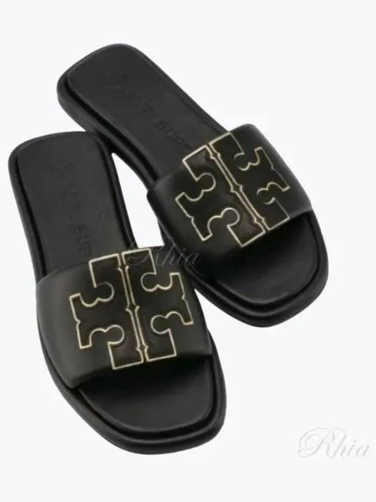 Double T Slide Slippers Black - TORY BURCH - BALAAN 2