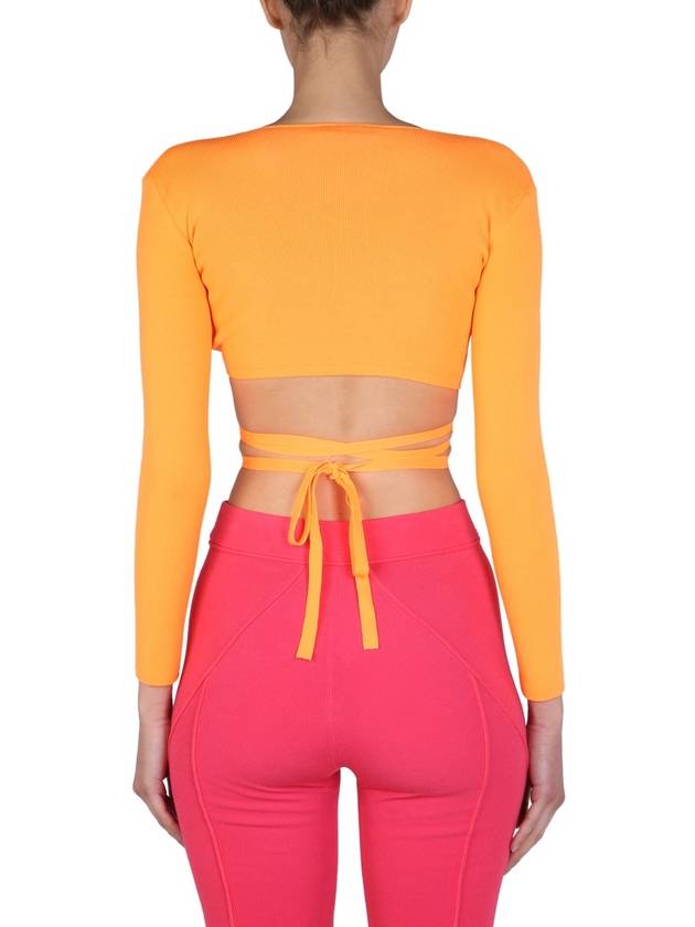 Women's Rib Crop Knit Top Orange - MSGM - BALAAN 4