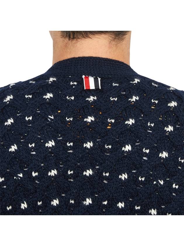 Donegal Cable Classic Wool Cardigan Navy - THOM BROWNE - BALAAN 8