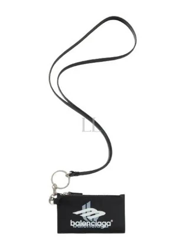 Logo Print Neck Strap Card Wallet Black - BALENCIAGA - BALAAN 2