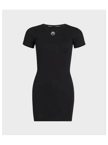 Women s Organic Cotton 1x1 Rib T Shirt Dress Black - MARINE SERRE - BALAAN 1