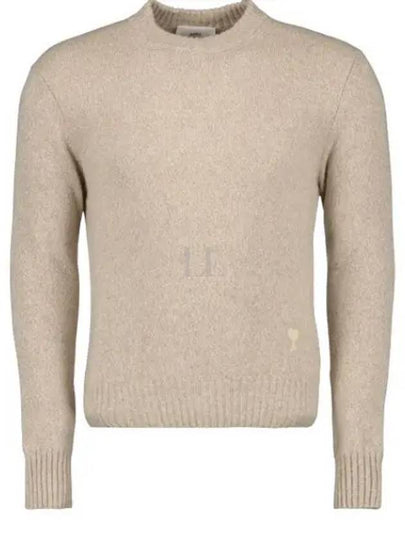 Men's Tonal Cashmere Crew Neck Sweater Champagne - AMI - BALAAN 2