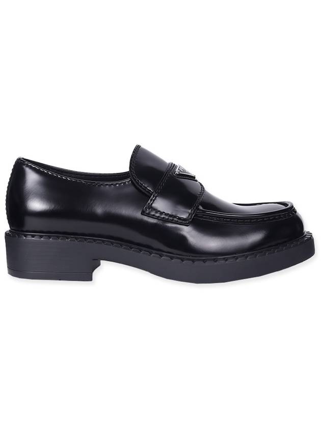 Chocolate Brushed Leather Loafers Black - PRADA - BALAAN 3