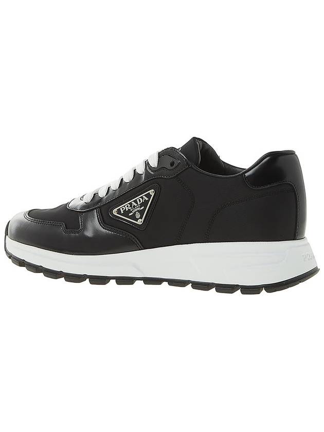 Prax 01 Re-Nylon Brushed Leather Low-Top Sneakers Black - PRADA - BALAAN 4