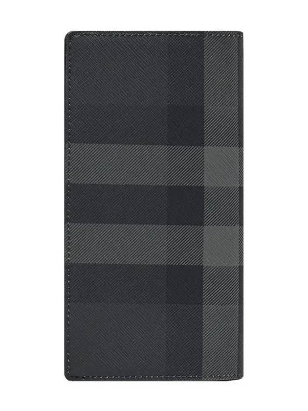 Logo Checked Leather Long Wallet Charcoal - BURBERRY - BALAAN 10