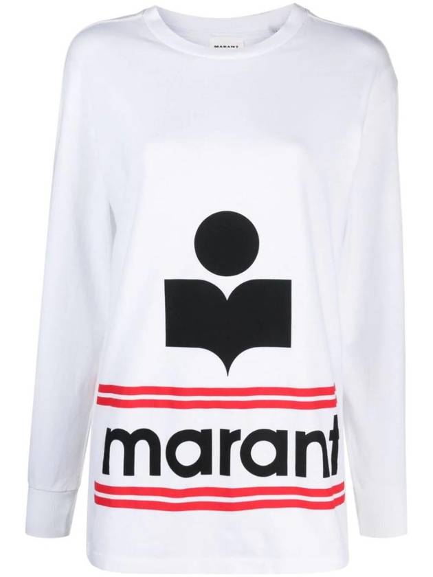 Gianni Big Logo Print Cotton Long Sleeve T-Shirt White - ISABEL MARANT - BALAAN 1