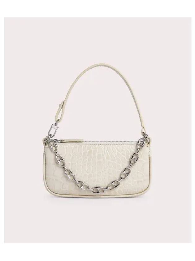 Rachel Croco Embossed Mini Leather Shoulder Bag Cream - BY FAR - BALAAN 2