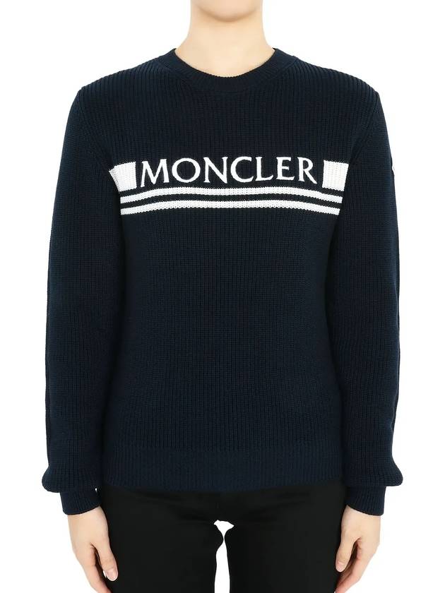 Kids Lettering Logo Embroidery Knit Navy 9C00002 M1367 772 12 14A Adults can wear - MONCLER - BALAAN 3