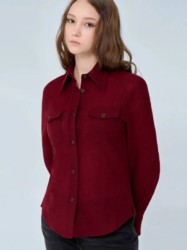 Slim fit shirt outerwear wool 100 wine 0125 - VOYONN - BALAAN 9