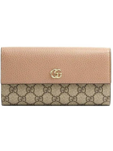 GG Marmont Continental Wallet Dusty Pink Leather GG Supreme - GUCCI - BALAAN 1