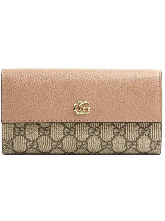 GG Marmont Continental Wallet Dusty Pink Leather GG Supreme - GUCCI - BALAAN 1