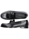 V Logo Chain Leather Loafers Black - VALENTINO - BALAAN 3