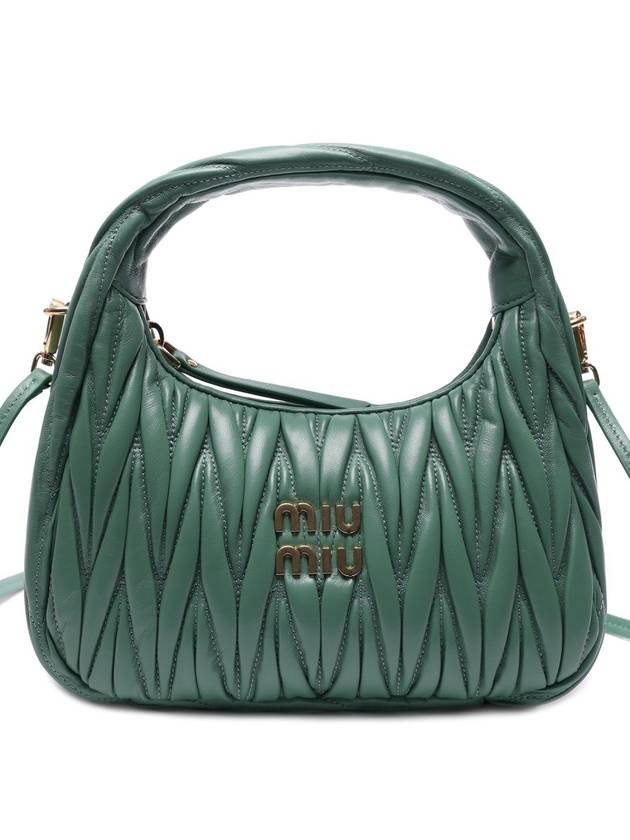 Wander Materasse Nappa Leather Mini Hobo Tote Bag Sage Green - MIU MIU - BALAAN 3