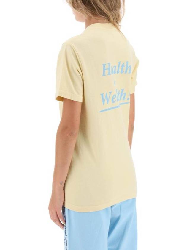 Slogan Print Cotton Short Sleeve T-Shirt Yellow - SPORTY & RICH - BALAAN 4