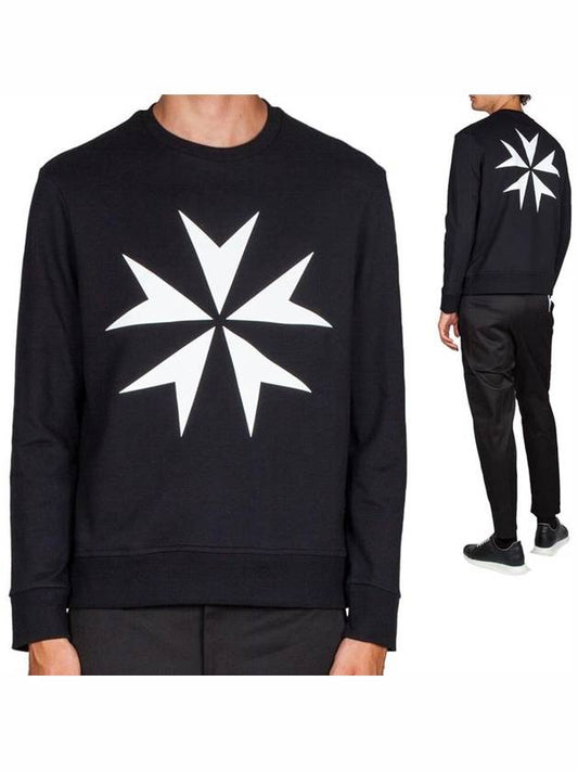 Men's Maltese Cross Printed Sweatshirt Black - NEIL BARRETT - BALAAN 2