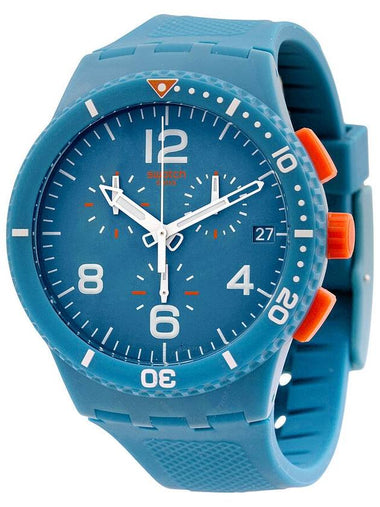 Swatch Patmos Chronograph Blue Dial Blue Silicone Unisex Watch SUSN406 - SWATCH - BALAAN 1