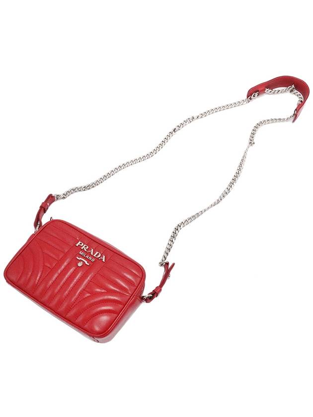 Women s Prada 1BH083 Red Soft Calfskin Diagram Silver Metal Lettering Chain Shoulder Bag gt Gangbuk used luxury goods - PRADA - BALAAN 7