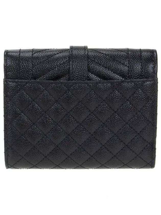 Monogram Envelope Compact Tri-Fold Matelasse Halfwallet Black - SAINT LAURENT - BALAAN 5